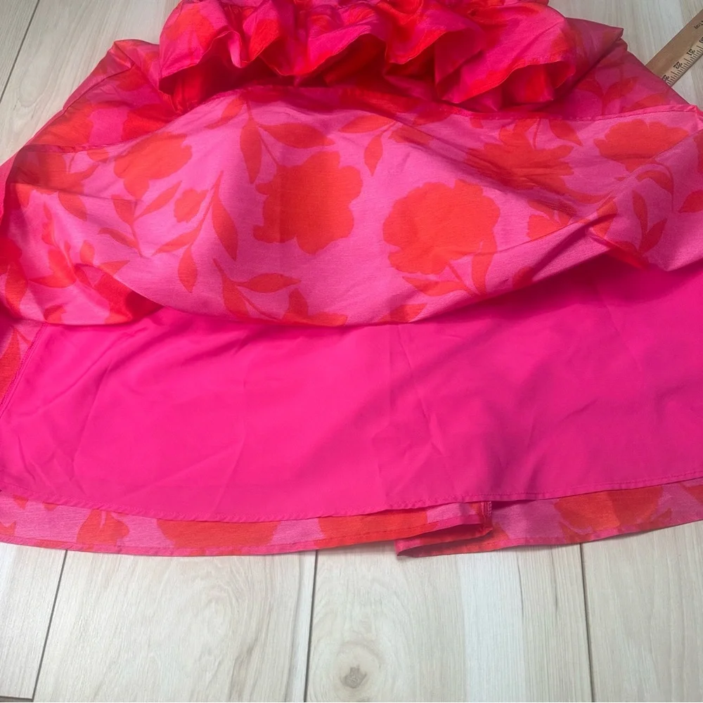 Kate Spade x‎ Target Classic Rose Peplum Midi Dress in Pink and Red Size 6 NWT